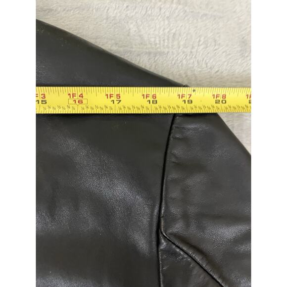 Vintage Banana Republic Black Leather Three Button Jacket Mens M Made In Korea - Picture 12 of 14